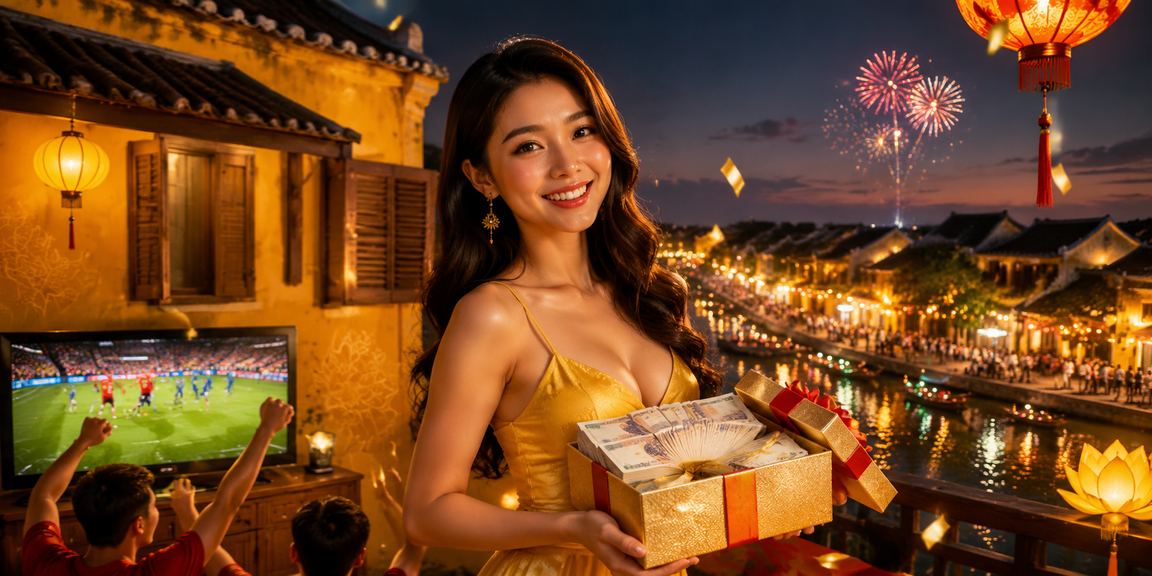 Nhóm bạn bè xem trực tiếp kết quả cá cược tại chợ đêm Hội An